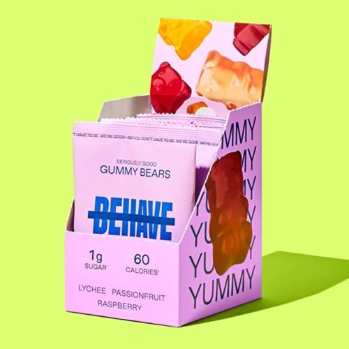 Behave Fruity Gummy Bears 1.8Oz (18-Pack) - Keto & Diabetic Friendly Candy | Non-Gmo, Gluten-Free, Kosher, Dairy Free And No Artificial Sweeteners Or Sugar Alcohols | 1G Sugar, Low Calorie, 6G Net Carbs #TOP1