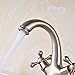 Rozin Double Cross Knobs Bathroom Sink Faucet Deck Mount One Hole Vanity Basin Mixer Tap Brushed Nickel