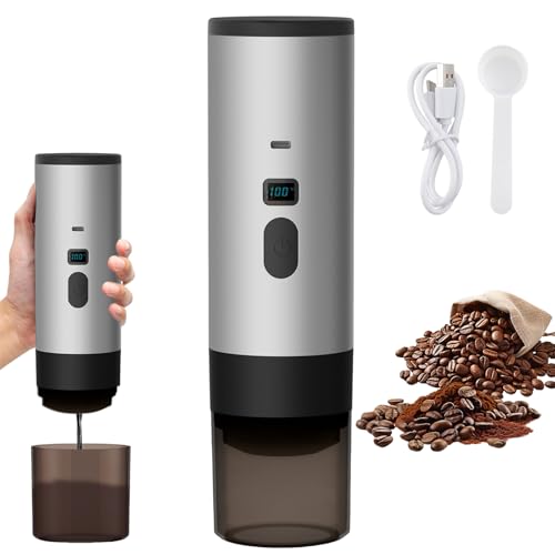 Kouamor 3 en 1 Máquina de café multicápsulas, cafetera portátil, cafetera expreso, cápsulas y café molido, máquina de café expreso eléctrico, 15 bares, para oficina, viajes, camping, casa (gris