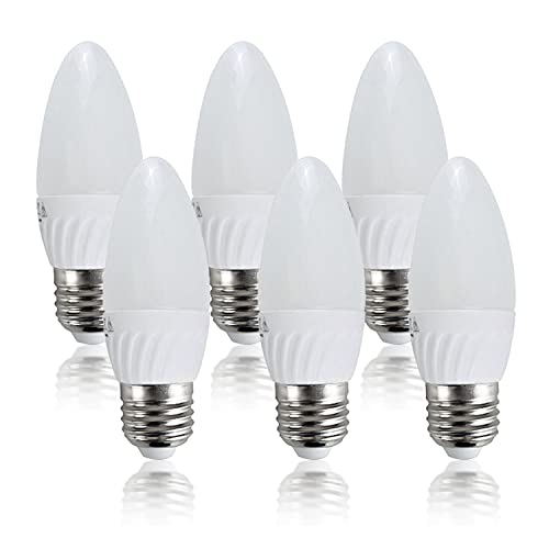 Image of MiniSun | Pack of 6 Thermal Plastic 4w High Power LED ES E27 40w Replacement Frosted Opal Candle Bulbs - 3000K Warm White | Bulbs & Home Improvements Essential