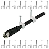 GE Nail In Cable Clips, 20 Pack, For Audio Cables, Video Cables, and Network Cables, Easy Installation, White, 33614