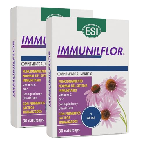Immunilflor 30 Cáps – Refuerzo para las Defensas con Equinácea, Zinc, Vitamina C y Fermentos Lácticos – Fórmula para el Sistema Inmunitario – Apt para Adultos y Adolescentes (60 unidad (Paquete de 2))
