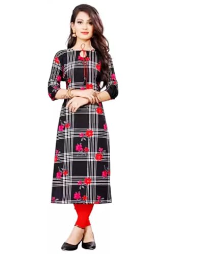 Image of Women's Straight Fit Printed Crepe Kurta, Casual Wear Kurti Design No 159