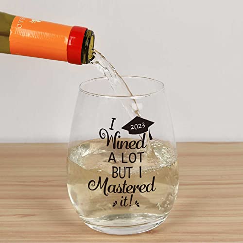 Futtumy Graduation Gifts, I Wined A Lot, But I Mastered It Stemless Wine Glass For Him Her Women Men Friend University Graduate Mba Gifts, College Graduation Wine Gift Idea, 15Oz #TOP4