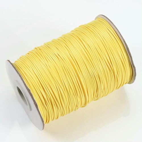 Cordón de Cuero Encerado de 10 Metros (1,0, 1,5 y 2,0 mm), Hilo de algodón para Hacer Joyas, Pulseras, Collares, Suministros de Cuerda, Amarillo, 2,0 mm