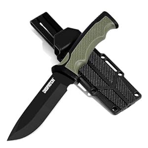 Dispatch Fixed Blade Knife with Sheath, Tactical Hunting Knives with Non-Slip Handle, for Outdoor, Bushcraft, Camping Knives Gifts for Men