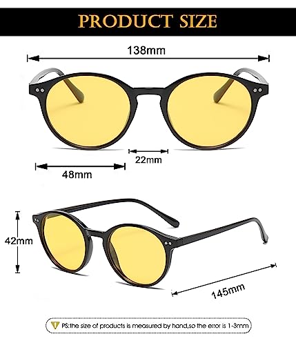 Image of EYLRIM Classic Polarized Round Sunglasses for Women Men Vintage Style Lightweight Circle Frame Sun Glasses
