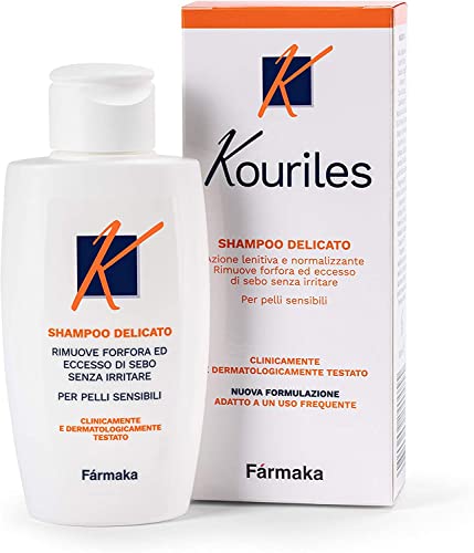 Kouriles® Shampoo Antiforfora Delicato per Dermatiti Seborroiche, Irritazioni del Cuoio Capelluto o Crosta Lattea Neonatale con Climbazolo, Phlorogine, Vitamina E e Acido Ialuronico (100 ml)