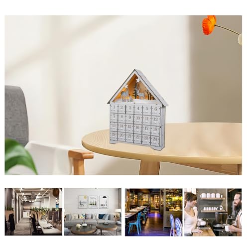 Décorations de rennes maison de Noël calendrier bois rechargeable LED - 6