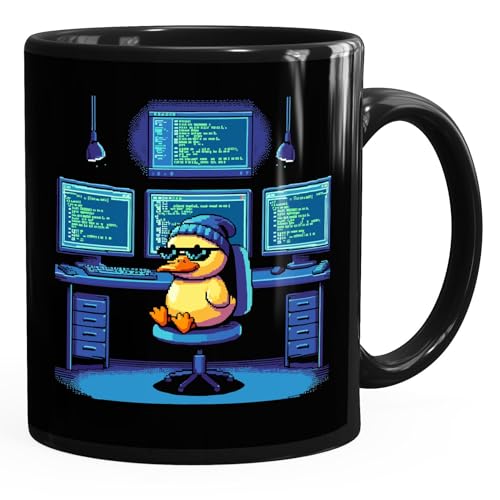Moonworks Kaffeetasse Mit Quietsche-Entchen Motiv – Lustiges Geschenk Für Programmierer & Hacker