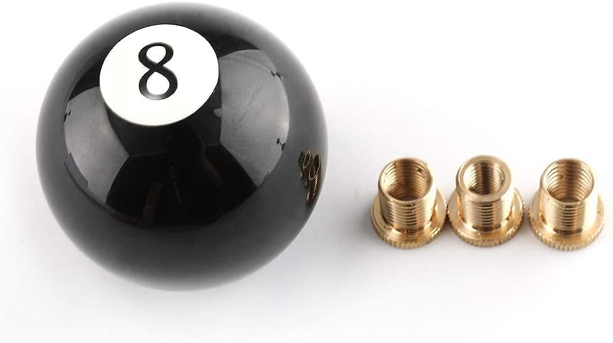 Shift Knob Manual Gear Shift Lever Round Ball 8 Ball Unviersal 4 5 6 Speed with 3 Adapters Black