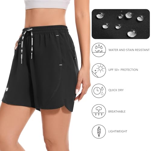BASSDASH Women’s 5” Fishing Shorts UPF 50+ Water Resistant Quick Dry Athletic Hiking Shorts with Pockets FP05W3
