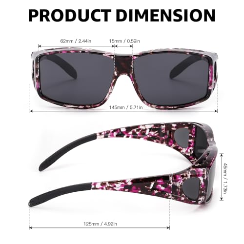 Trysee Fit Over Sunglasses for Men Women Polarized Wrap Around Sunglasses to Wear Over Glasses with UV Protection TS03124