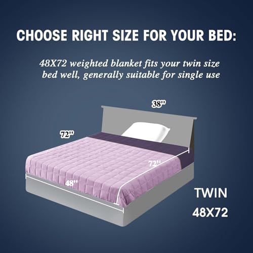 Image of yescool Weighted Blanket for Adults (20 lbs, 48 inch x 72 inch, Purple) Cooling Heavy Blanket for Sleeping Perfect for 110-130 lbs, Twin Size Breathable Blanket with Premium Glass Bead, Machine Washable