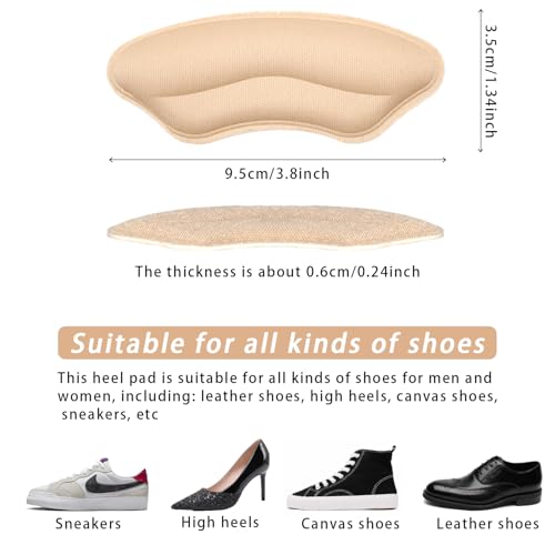 Image of 8-Pairs Heel Grips Liner Cushions Inserts for Loose Shoes, Heel Pads Snugs for Shoe Too Big Men Women, Filler Improved Shoe Fit and Comfort (16 Packs) (Black+Pale Apricot)