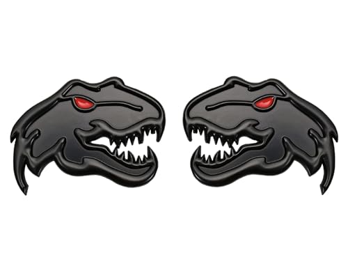 Image of A Pair Redeye Dinosaur Metal Emblem for Dodge RAM TRX 1500 2500 3500 Charger Challenger (Matte Black)