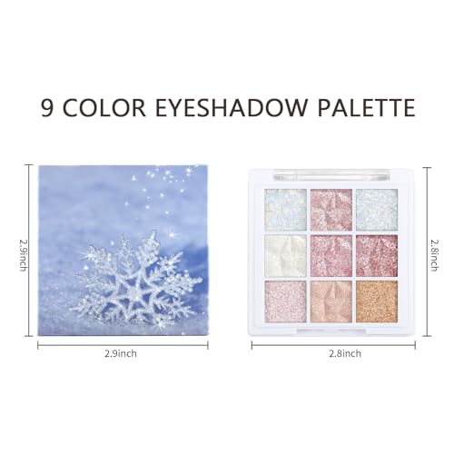 9 Colours Jutqut Glitter Eyeshadow Palette, Sparkling Eye Shadow Palette Shimmer, Cream Makeup Palette Silky Powder, Waterproof Eye Shadow High Pigmented Long Lasting for Women - Image 7