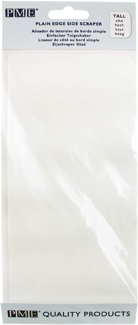 PME Cake Decorating 8" Tall Plain Edge Plastic Side Scraper 8 x 3.7 Inches, White, Standard
