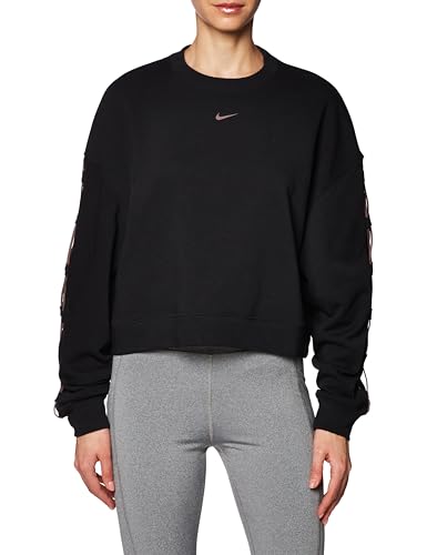 NIKE W NK DF GT FT Crew NVLTY T-Shirt, Black/Plum Eclipse/Plum Eclipse, M para Mujer