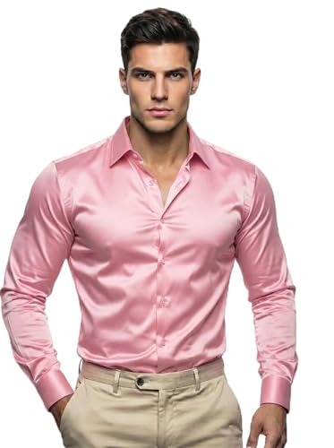 Chemise en satin premium homme coupe régulière élégante pour le bureau