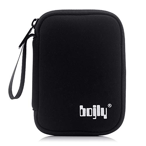 Bojly Sacoche d'accessoires Electronics, Sac Rangement en Nylon Etanche Robuste Housse de protection avec 2 Poches à mailles ouvertes intérieurs pour Téléphone, USB Clé, Câble découteur, Noir