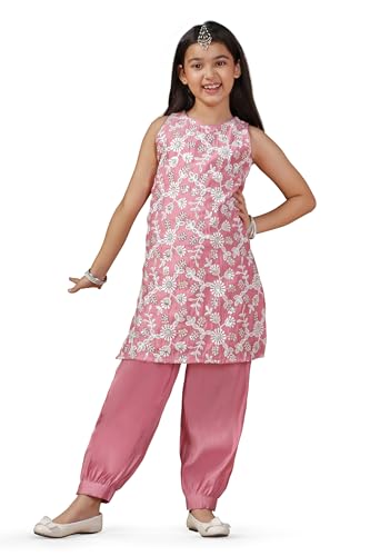 Image of Fashion Dream Girl's Silk Blend Salwar Suit|Kids Salwar Suit Set|Embroidered Suit for Girls|Girls Ethnic Set