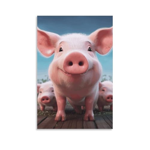 Toile murale cochon mignon 60x90cm sans cadre pour decoration de salon