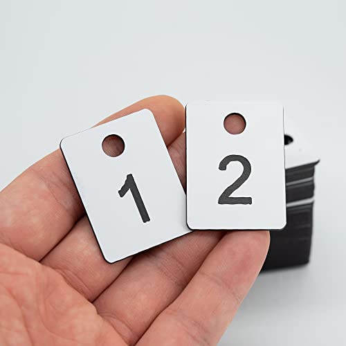 Etiquetas de identificación numeradas 1-100 con agujero, plástico ABS rectangular blanco 4
