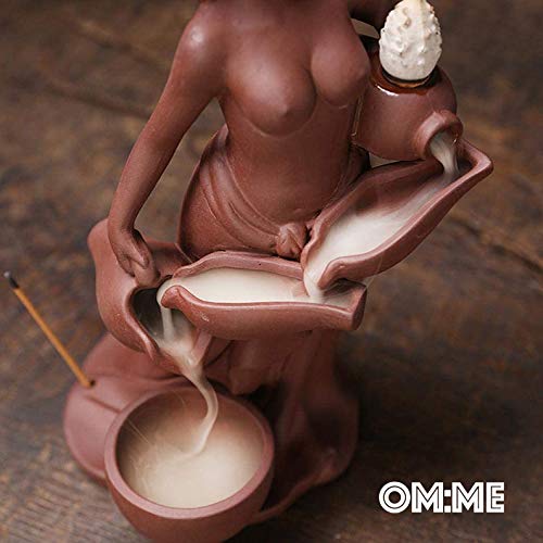Omme Backflow Incense Burner Incense Holder Antique Ceramic Aromatherapy Ornament Home Décor Yoga + 20 Upgraded Incense Cones (Artwork) #TOP5