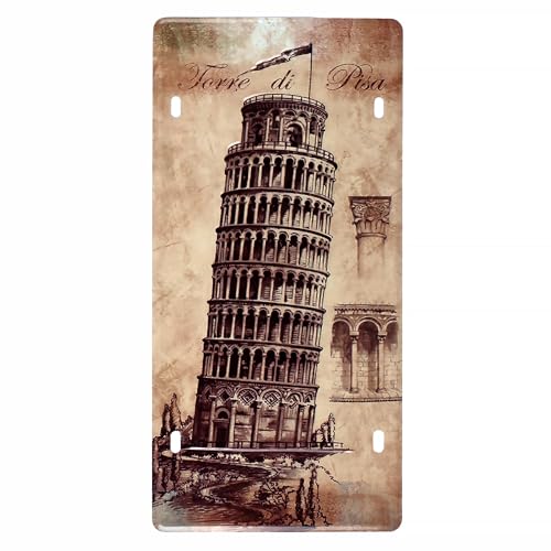 Image of inchLeaning Tower of pisa inch Vintage Retro Metal Signs - License Wall Plate, Car Tag - Ideal for Cafe, Restaurant, Shop, Home, Hotel, Club, Office, Living Area - Design Plaque