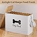 Dog Food Container Airtight 15 lb (50 Cup) Capacity with Metal Scoop - Cute Airtight Dog Food Storage Container with Bamboo Lid - White Metal Kibble Storage Bin for Dogs up to 100 lbs - Big Pet Jar