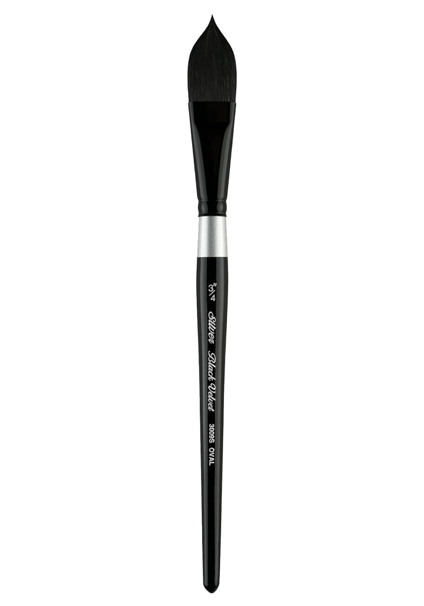 Silver Brush Limited Black Velvet Brush 3/4 Inch 3009S-1,9 cm schwarzer Samt, ovaler Waschgriff, kurzer Griff, Tierhaare, Size-3/4