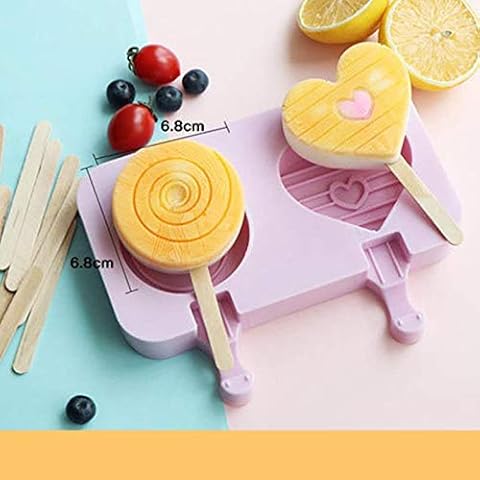 Ice-Cream Silicone Mould,Cake pop Moulds,Cake pop Sticks,Ice Lolly Moulds for Children ice Maker,Mini Ice-Cream Silicone Bar Mould Set,DIY Ice Cream Mould Tool with 50 Wood Stick Cover