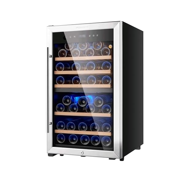 Wine Refrigerators,52-bottle Wine Fridge Cooler Freestanding Wine Refrigerator,(Bordeaux 750ml) Dual Zone Compressor Wine Cellars Chiller