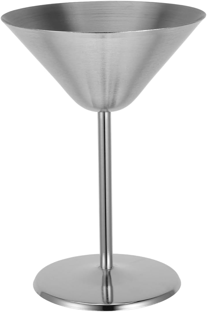 Cabilock Stainless Steel Martini Cocktail Goblets 10oz Metal Cocktail Cups Silver High Stem Barware for Party Wedding Red Wine Serving