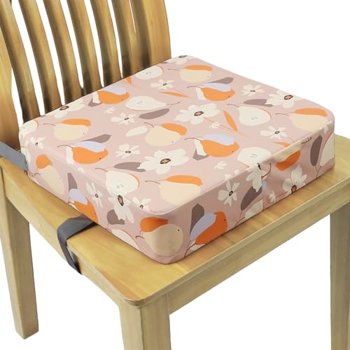 Asiento elevador a prueba de salpicaduras con diseño impreso, cojín de altura ajustable, base antideslizante para mesas, a prueba de salpicaduras con hebillas ajustables, cojín inferior antideslizante
