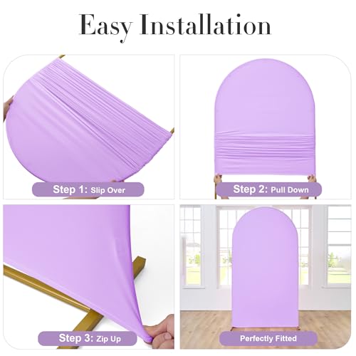 Image of Purple Arch Backdrop Cover Set of 2 (7.2ft & 6ft), Chiara Arch Cover Wrinkle-Free Spandex Arch Cover for Wedding Birthday Party Baby Shower Bridal Shower Ceremony Banquet Fabric Backdrop (No Stand)