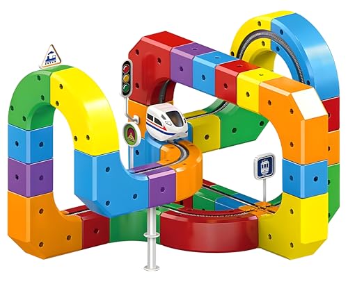 Image of Cable World Electric Train Set, 3D Infinity Track with Flexible Tracks for Kids, Cube Trackss Train- DIY Railroad Block Toys, 81 PCS Anti Gravity Race Tracksss with Car, STEM Educational Building Toy
