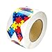 Fundraising For A Cause | Large Autism Ribbon Stickers - Roll of Autism/Asperger's Ribbon Shaped Awareness Stickers (1 Roll - 250 Stickers)