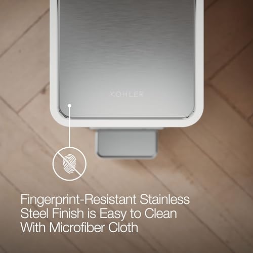 Kohler 20957-STW 2.5 Gallon Slim Step Trash Can, Bathroom Trash Can with Soft-Close Foot Pedal, White with Stainless Steel by Kohler - Image 8