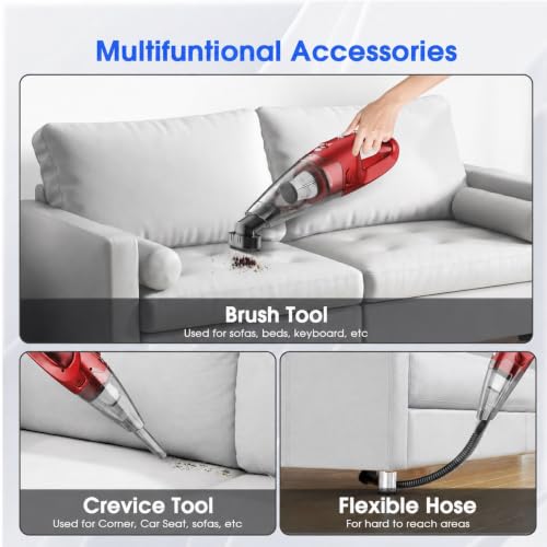 Image of YOOHI Handheld Vacuum Cordless Rechargeable - 6000Pa Mini Hand Held Vacuum, LED Light, 20-25 Mins Runtime, USB Charging, 500ML Cup - Lightweight Small Vacuum Cleaner Cordless for Car /Office /Home