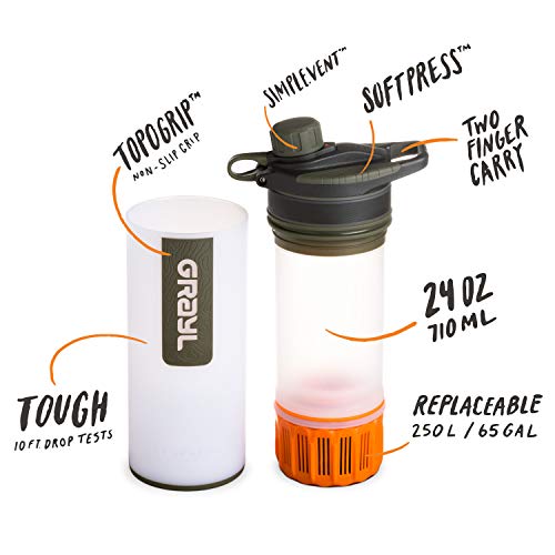 GRAYL GeoPress 24 oz Water Purifier Bottle - Filter for Hiking, Camping, Survival, and Travel - Thumbnail 3
