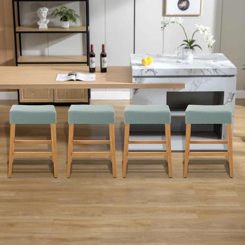 Image of YISUN Stool Covers Rectangle - 4 Pack Stretch Waterproof Saddle Seat Cover Counter Bar Stools Bar Chairs Covers Kitchen Island Chairs Cushion Protector