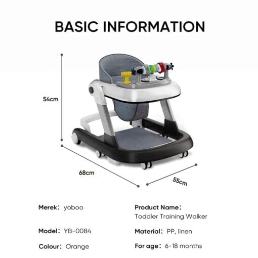 Image of StarAndDaisy Baby Walkers for 6-24 Month Baby Boy Girl /Walker for Kids for 1 Years with Adjustable Height, Musical Tray /Walker for Baby /Kids with Brakes Prevant from Falling (Tiny-Black)
