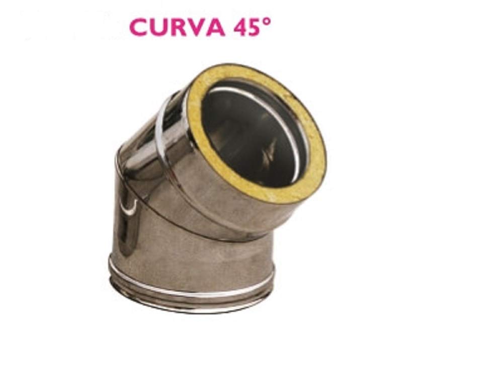 Gomito a 45° per canna fumaria in acciaio inox doppia parete (DN 150-200)