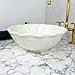 Round Ceramic Bathroom Sink Vanity Counter Top - Porcelain Vessel Sink - Handmade Moroccan Basin Sink - Ceramic Wash Basin with Wave rim (14 inches)