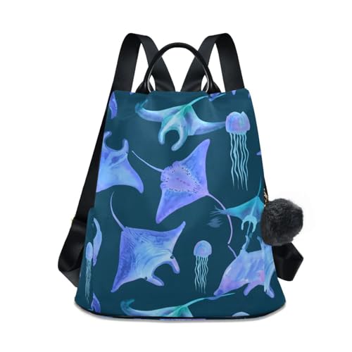 Sac à dos antivol femme imprimé méduse avec fermeture sécurisée