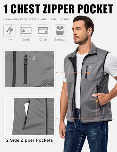 Image of Little Donkey Andy Men's Lightweight Softshell Vest Windproof Sleeveless Jacket for Travel Hiking Running Golf