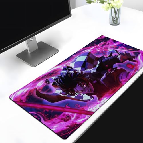 Image of Demon Slayer Tanjiro Kamado Anime Large Extended Mouse Pad for Laptop Desktop PC Gaming Desk Mat Rubber Base Desk Pad