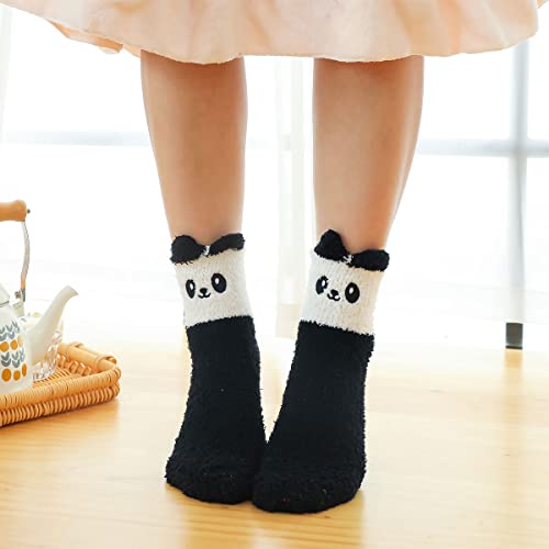 Image of Toes Home Fuzzy Socks for Women, 6 Pairs Cozy Winter Fluffy Slipper Socks